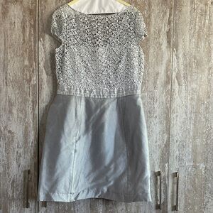 Kay Unger Silver Lace Bodice Mini Dress